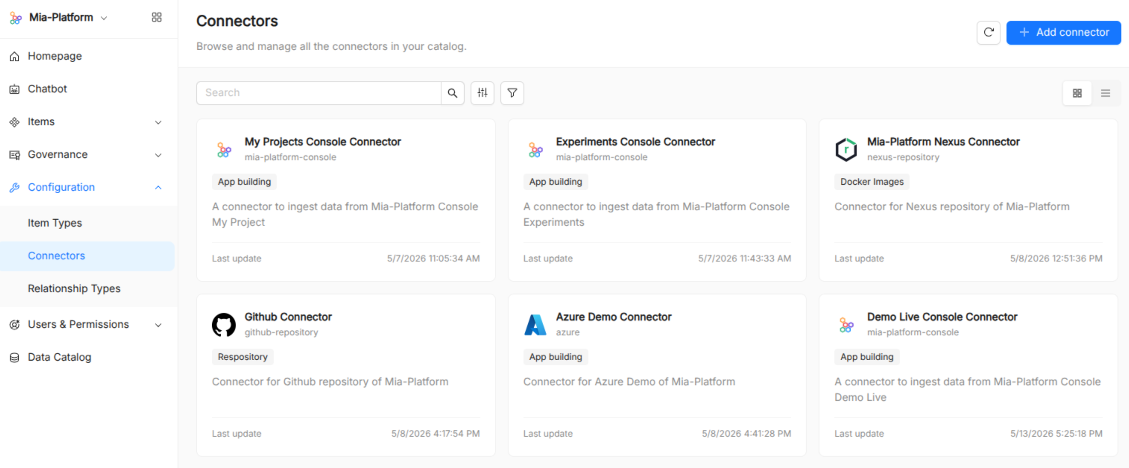 Catalog Administration Connectors