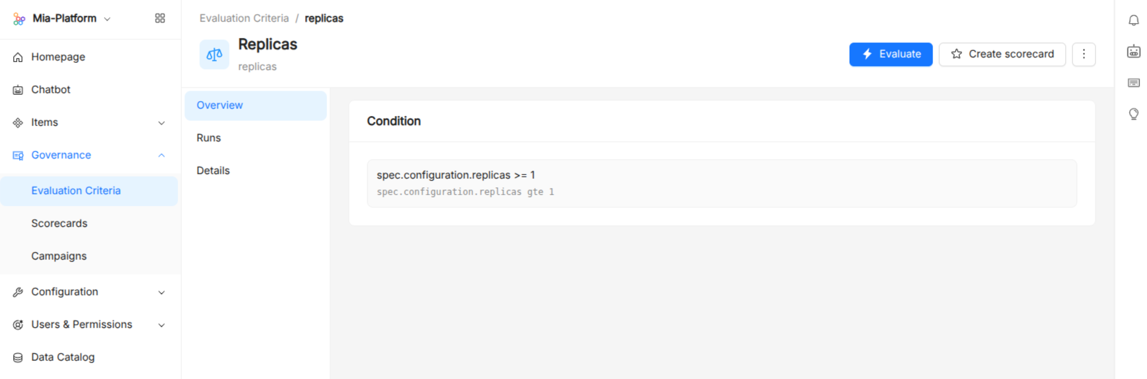 Catalog Administration Evaluation Criteria details