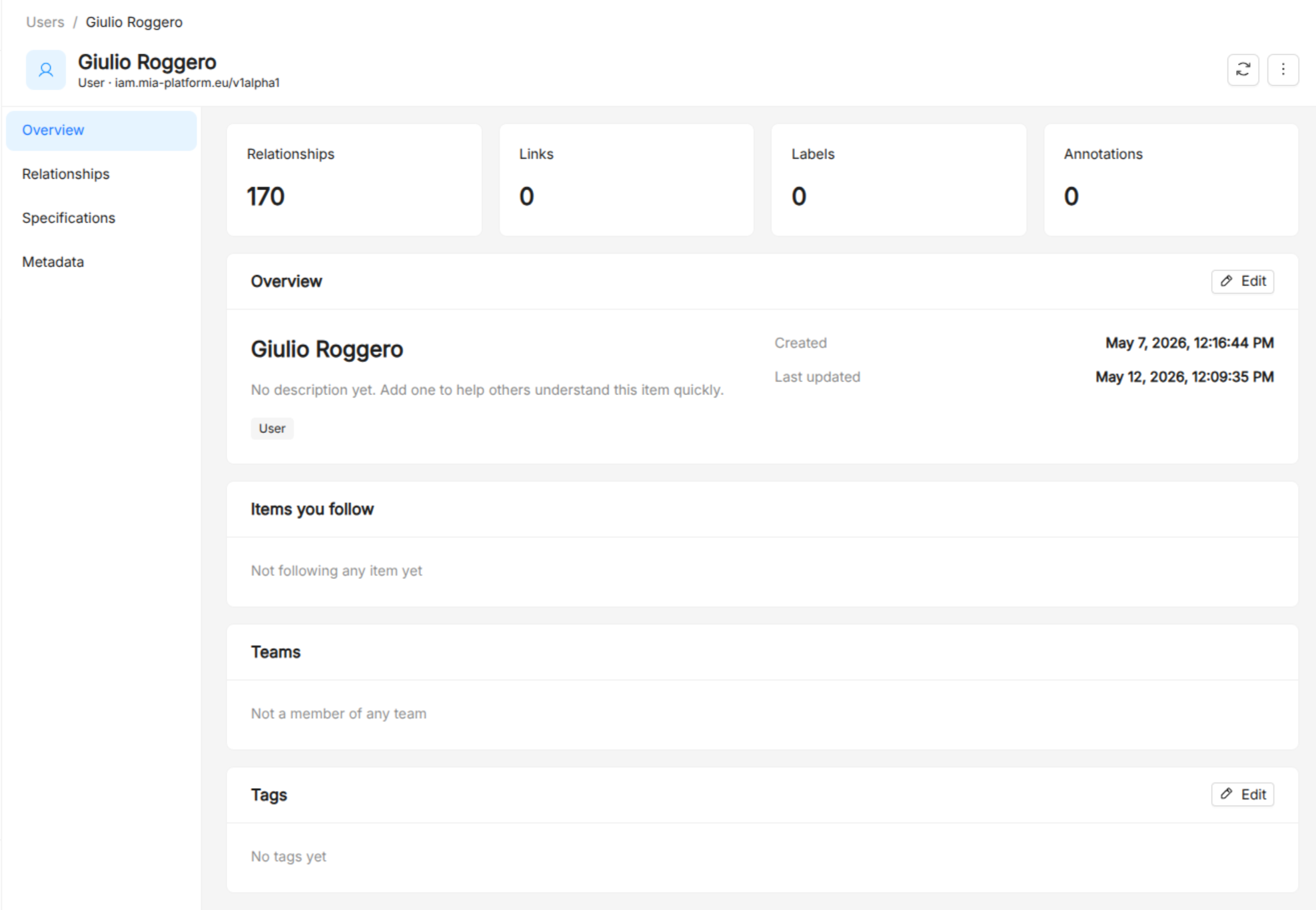 Catalog Administration User Details