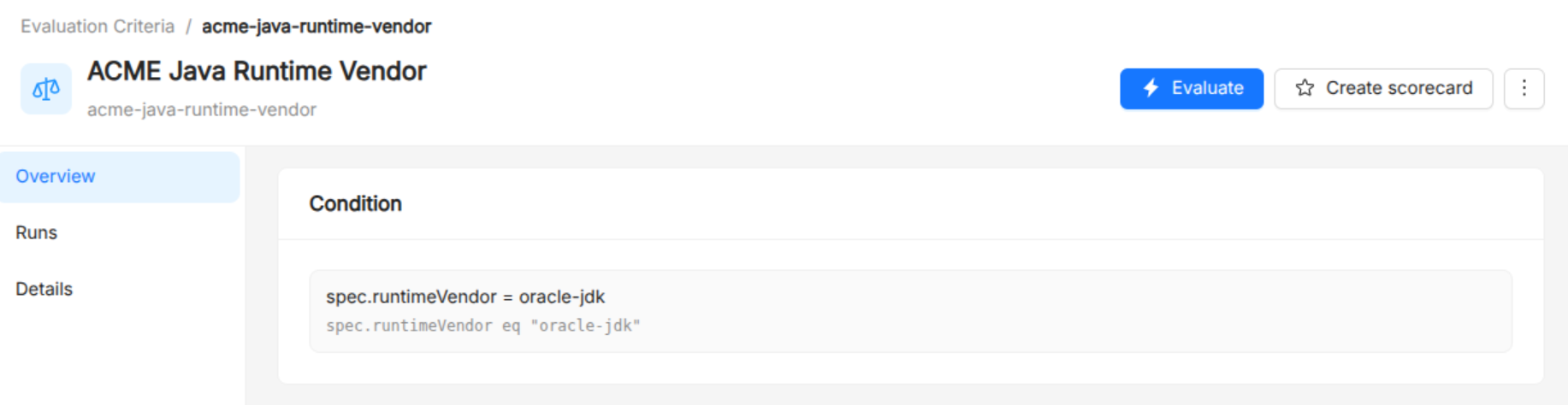 Catalog ACME Java Runtime Vendor
