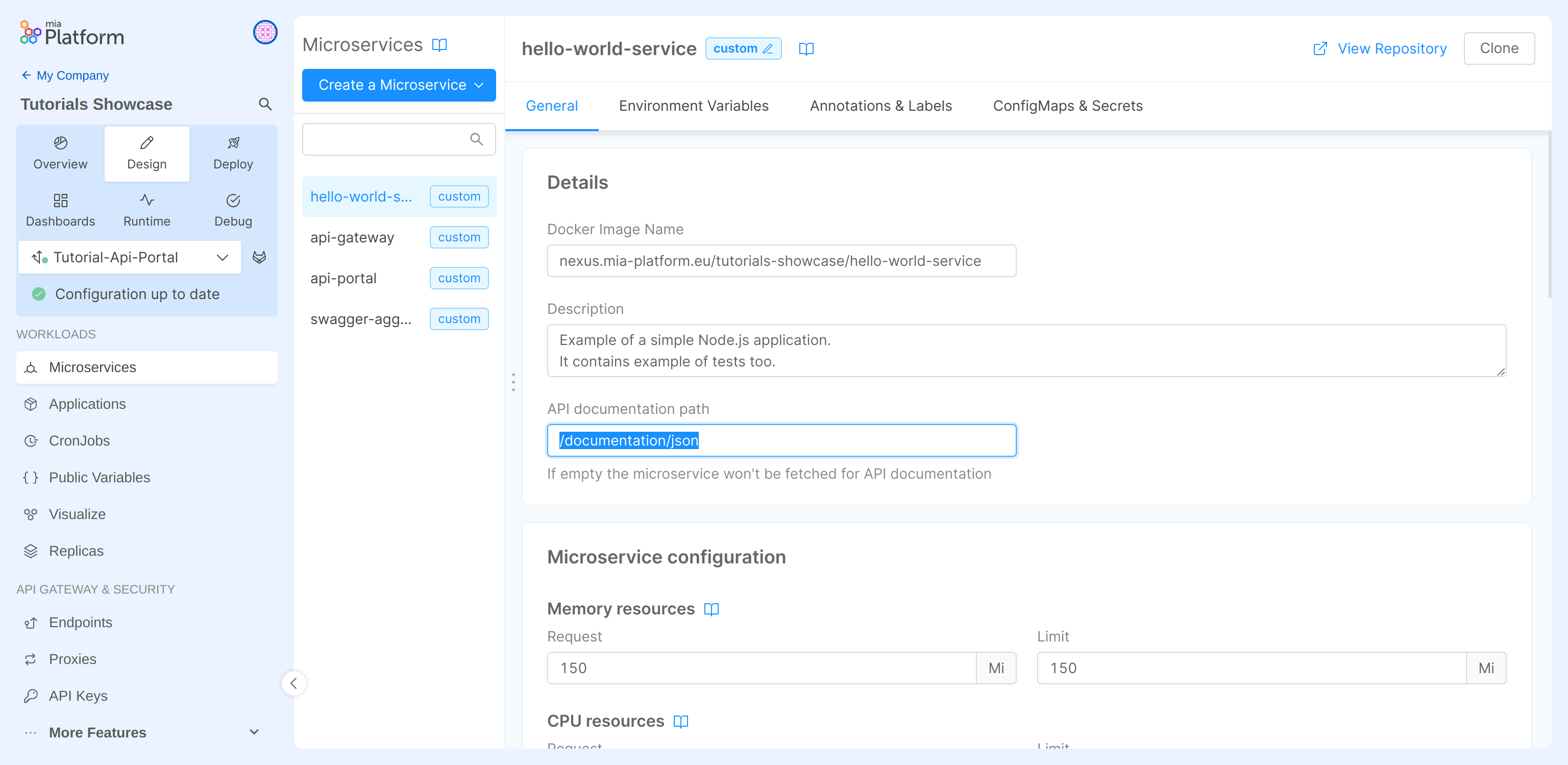 Configure service