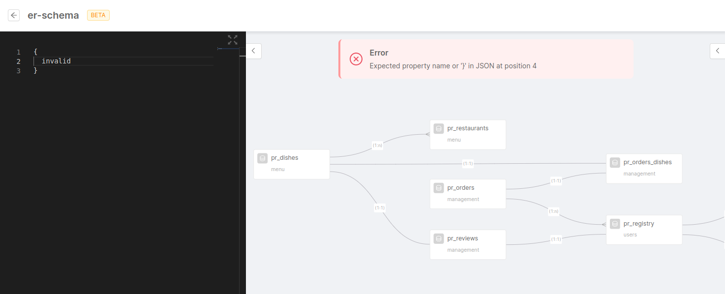 Malformed ER Schema JSON