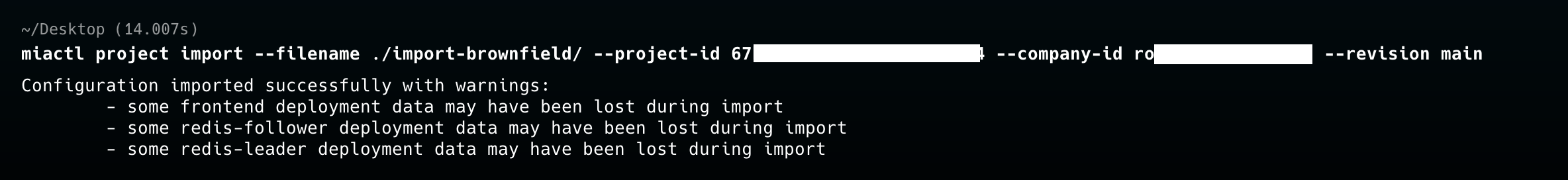 Miactl import