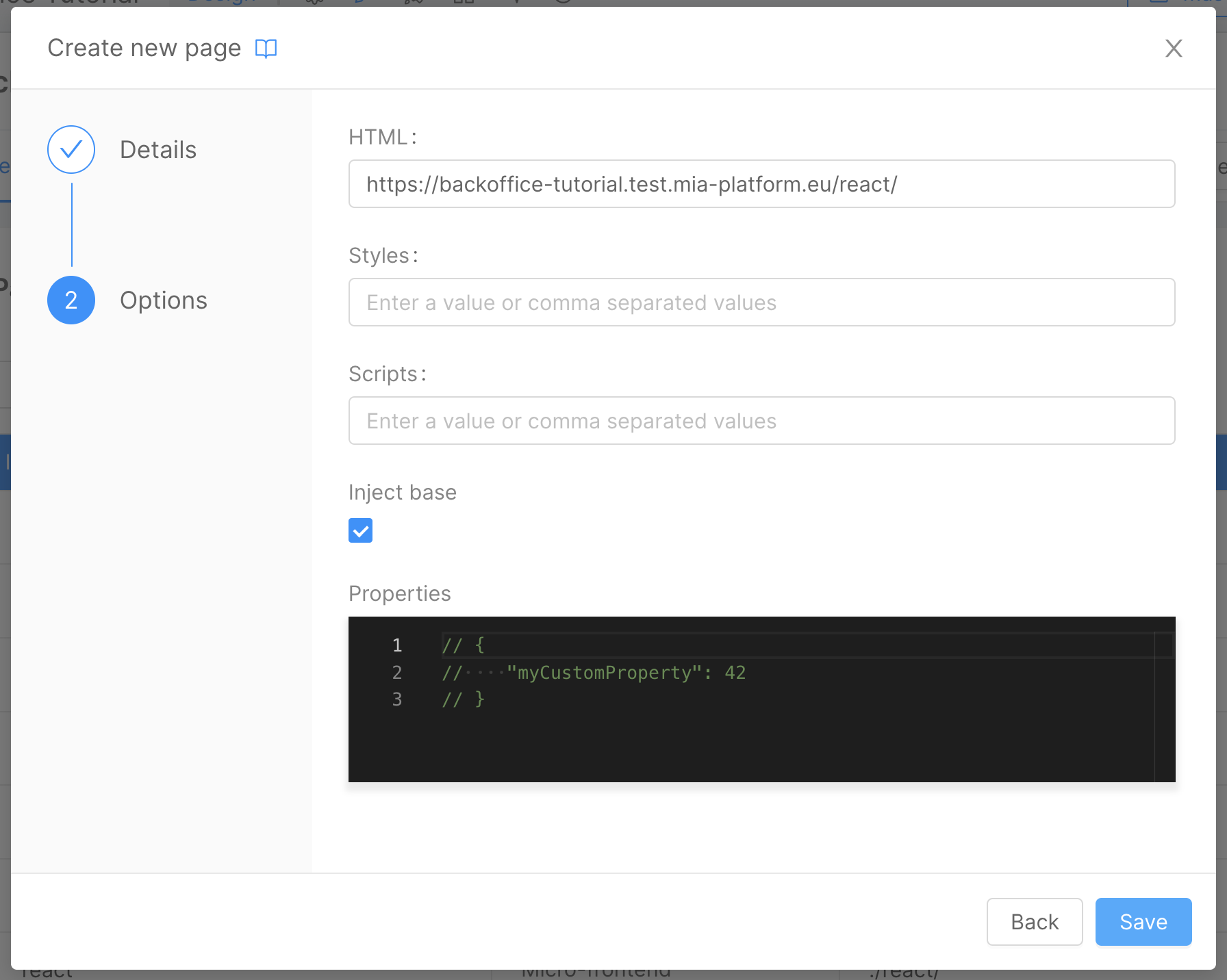 Create a new Microfrontend Composer Page using the React Microfrontend