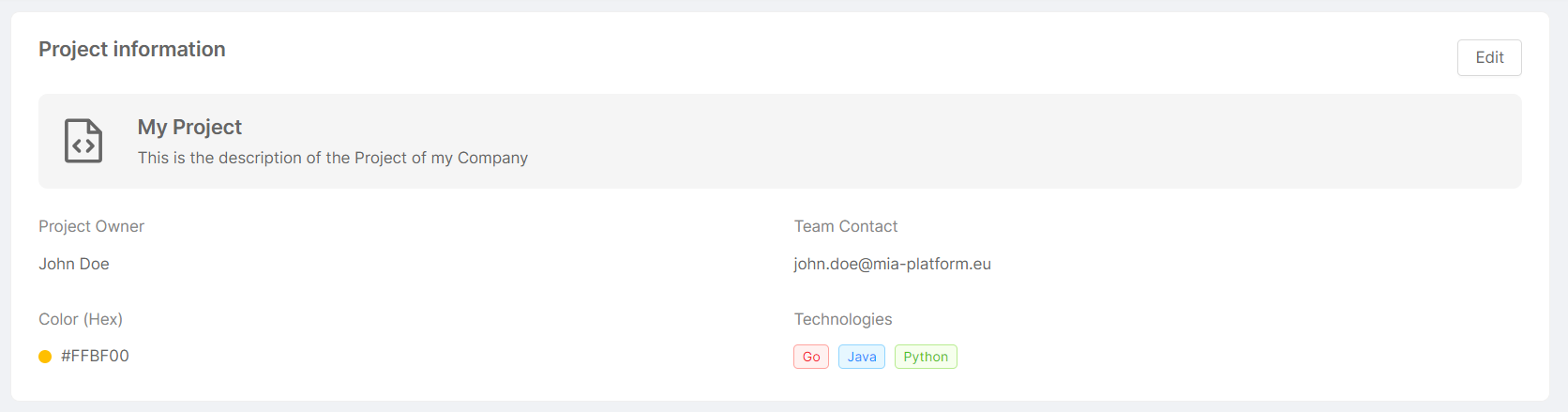 project information